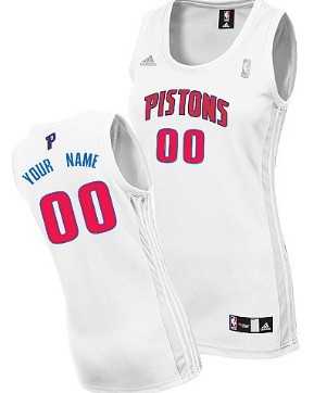 Women%27s Customized Detroit Pistons White Jersey
